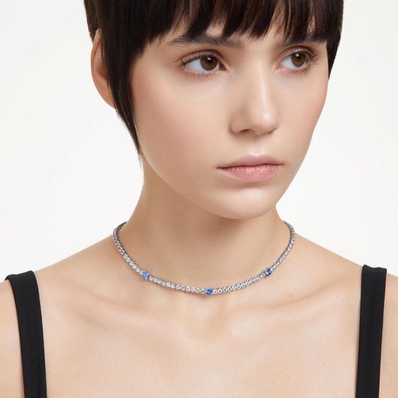 Swarovski Blue Matrix Tennis Necklace - Picture 1 of 5